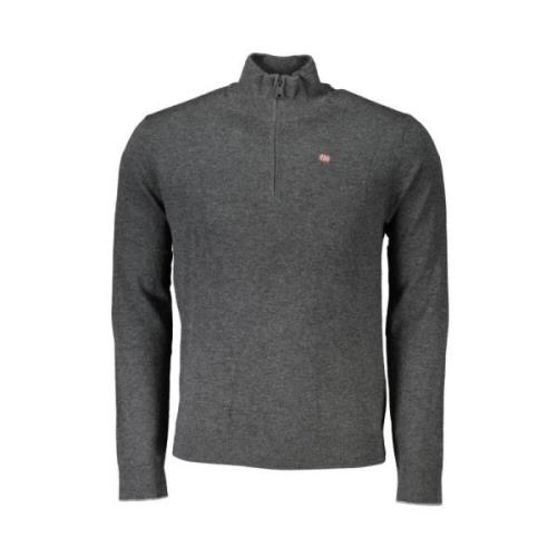 Grijze geborduurde half-zip trui Napapijri , Gray , Heren