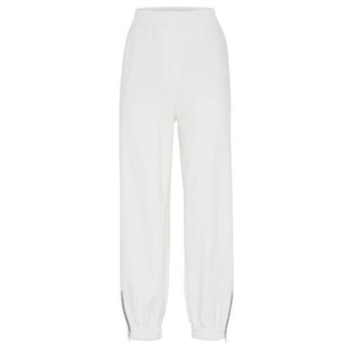 Witte Katoenen Track Broek Brunello Cucinelli , White , Dames