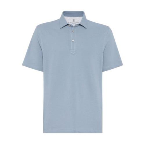 Lichtblauwe T-shirts en Polos Brunello Cucinelli , Blue , Heren