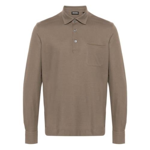 Klassieke Katoenen Poloshirt Ermenegildo Zegna , Brown , Heren