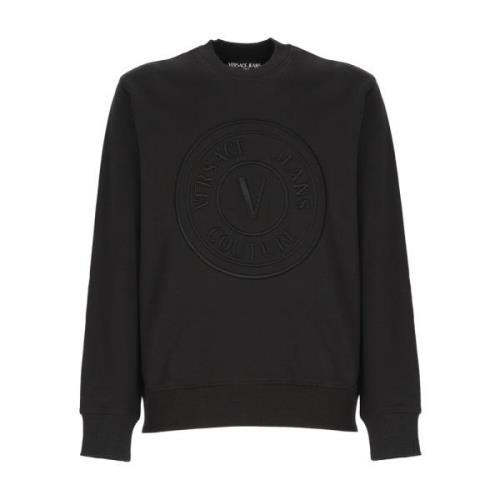 Zwarte katoenen sweatshirt voor heren Versace Jeans Couture , Black , ...