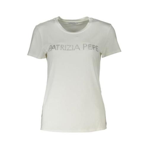 Sprankelend T-shirt met Ronde Hals Patrizia Pepe , White , Dames