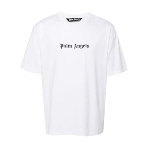 Logo Print Crew Neck T-shirt Palm Angels , White , Heren