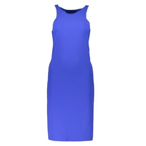 Blauwe Elegant Jurk met Logo Detail Patrizia Pepe , Blue , Dames