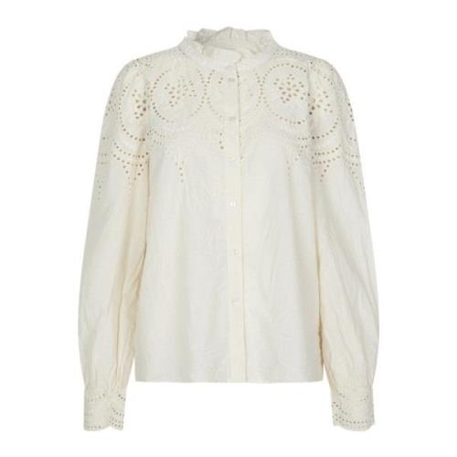 Elegante Feminine Blouse met Borduurwerk Lollys Laundry , Beige , Dame...