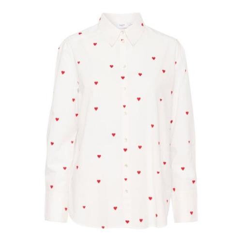 Hartjesprint Oversized Blouse Saint Tropez , White , Dames