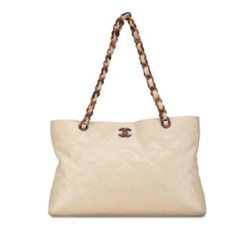 Pre-owned Leather totes Chanel Vintage , White , Dames