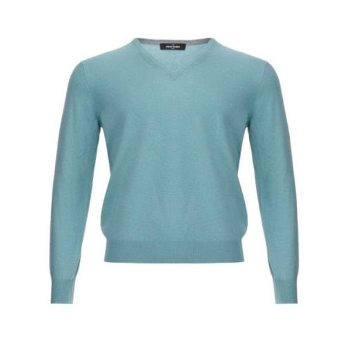 Turquoise Cashmere Sweater Elegance Gran Sasso , Blue , Heren