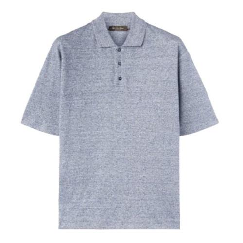 Blauw Oversized Polo T-shirt Katoen Tee Loro Piana , Blue , Heren