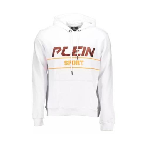 Wit Katoenen Hoodie met Logoprint Plein Sport , White , Heren