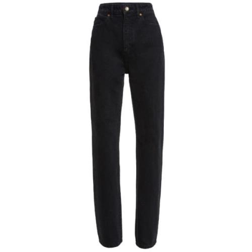 Zwarte High-Waisted Straight-Leg Jeans Khaite , Black , Dames