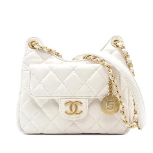 Pre-owned Leather shoulder-bags Chanel Vintage , White , Dames