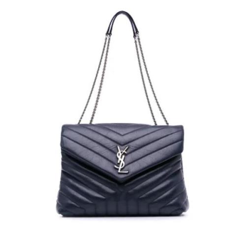 Pre-owned Leather shoulder-bags Yves Saint Laurent Vintage , Blue , Da...