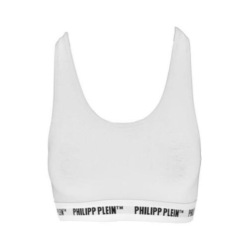 Elegante witte logo-elastische damesshirt Philipp Plein , White , Dame...