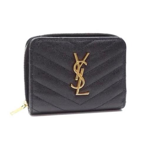 Pre-owned Leather wallets Yves Saint Laurent Vintage , Black , Dames