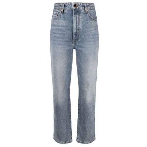 Stonewashed Straight-Leg Jeans Khaite , Blue , Dames