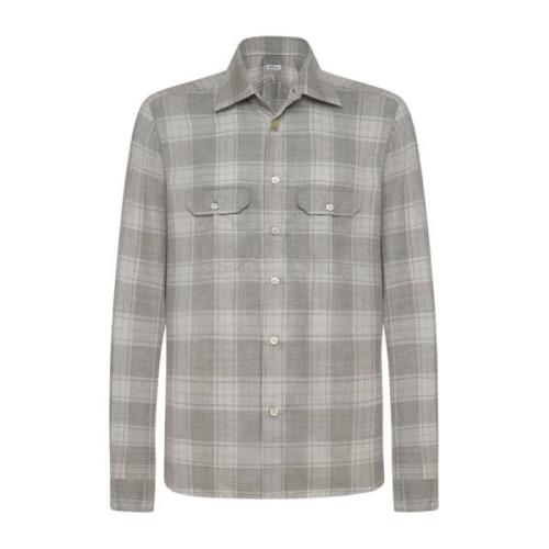 Kasjmier Geruite Overshirt Kiton , Gray , Heren