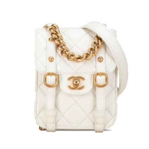 Pre-owned Leather chanel-bags Chanel Vintage , White , Dames