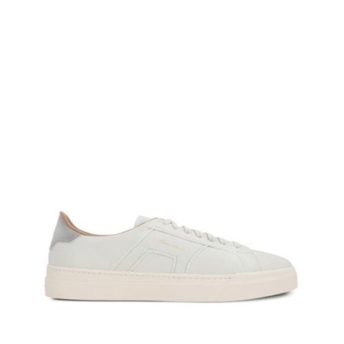 Witte lage sneakers met dubbele gesp Santoni , White , Heren