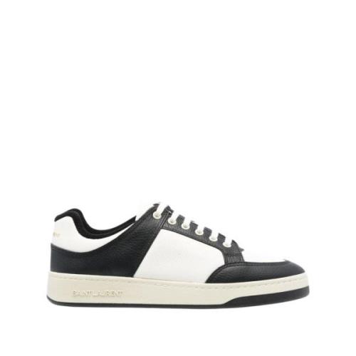 Zwart Wit Leren Lage Sneakers Saint Laurent , Multicolor , Heren