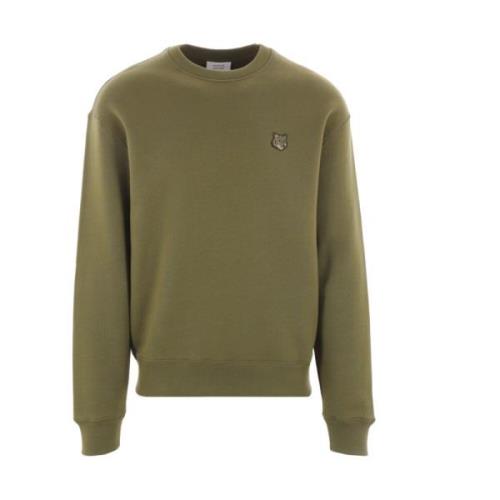 Militair Groene Fox Head Sweater Maison Kitsuné , Green , Heren