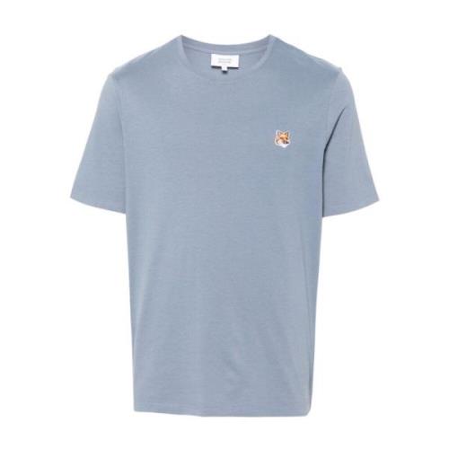 Blauw Jersey Fox Patch T-shirt Maison Kitsuné , Blue , Heren