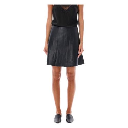 Zwarte Leren Mini Rok Aw24 By Herenne Birger , Black , Dames