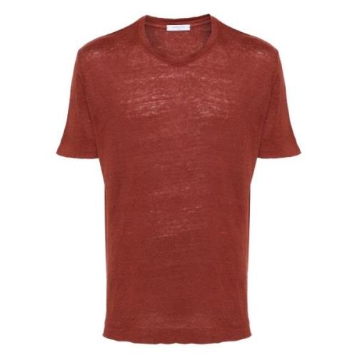 Linnen T-shirt Boglioli , Red , Heren