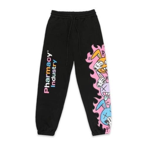 Stretch Katoenen Broek met Grafische Print Pharmacy Industry , Black ,...