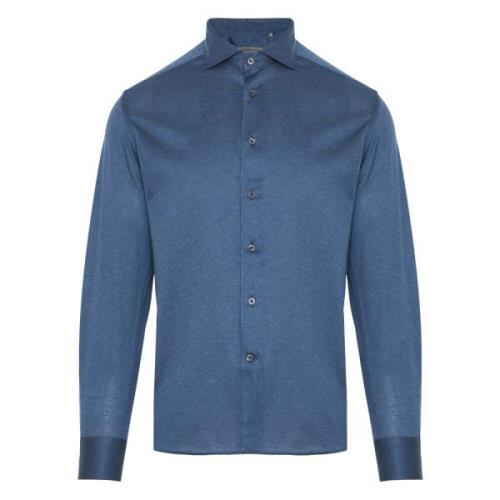 Jersey Katoenen Shirt 100% Katoen Corneliani , Blue , Heren