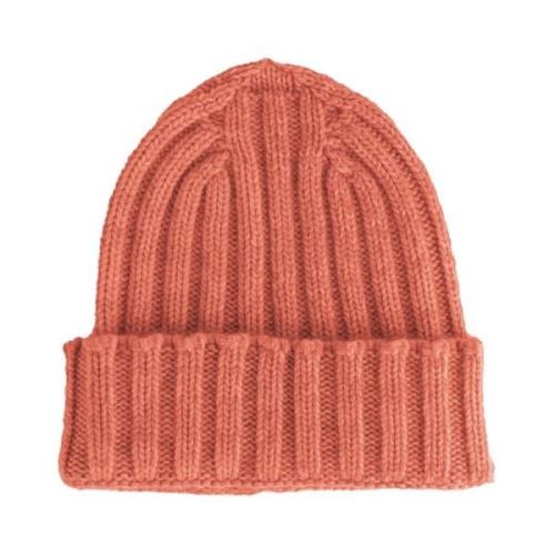 Italiaanse Kasjmier Ribgebreide Beanie Muts Made in Italia , Pink , Un...