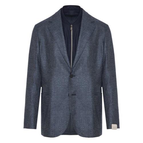 Wollen Blend Jas Drop 7 Corneliani , Blue , Heren