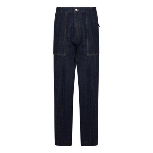 Donkerblauwe Denim Jeans Rechte Pijp Doppiaa , Blue , Heren