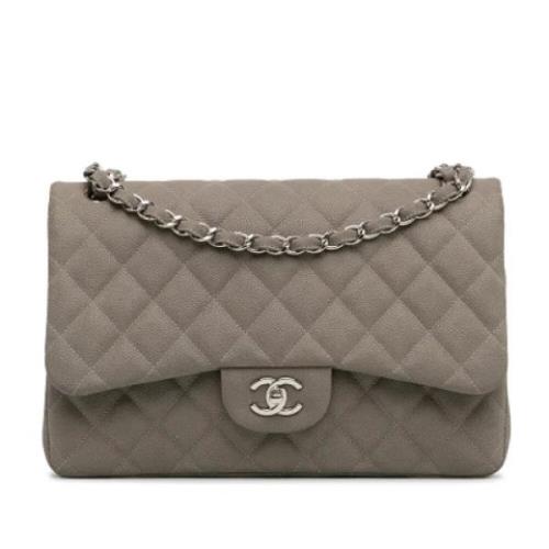 Pre-owned Leather shoulder-bags Chanel Vintage , Gray , Dames