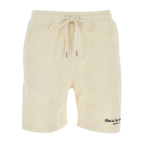 Luxe Cream Terry Cursive Shorts Sporty & Rich , Yellow , Dames