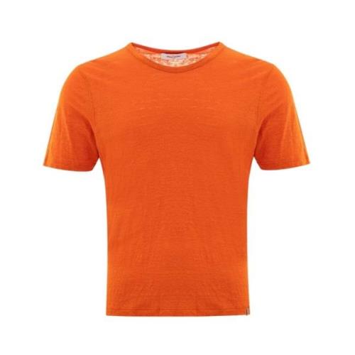 Elegant Linnen T-shirt in Helder Oranje Gran Sasso , Orange , Heren