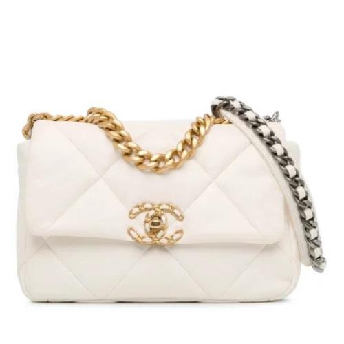 Pre-owned Leather shoulder-bags Chanel Vintage , White , Dames