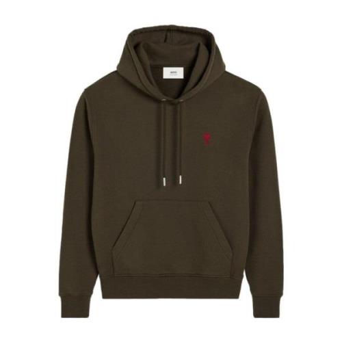 Hart Logo Khaki Rood Hoodie Ami Paris , Green , Dames