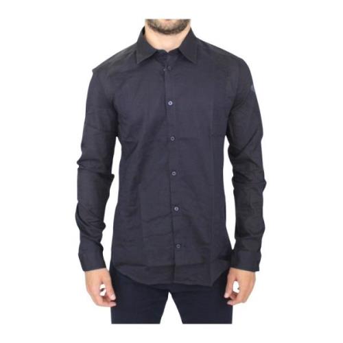 Blauw Slim Fit Katoenen Casual Shirt Ermanno Scervino , Blue , Heren