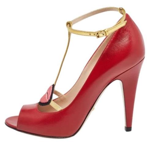 Pre-owned Leather heels Gucci Vintage , Red , Dames