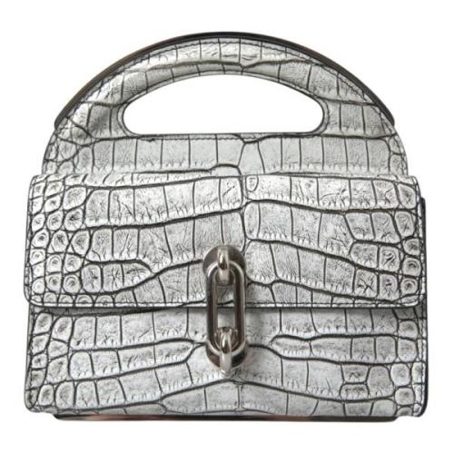 Metallic Zilver Alligator Leren Mini Tas Balenciaga , Gray , Dames