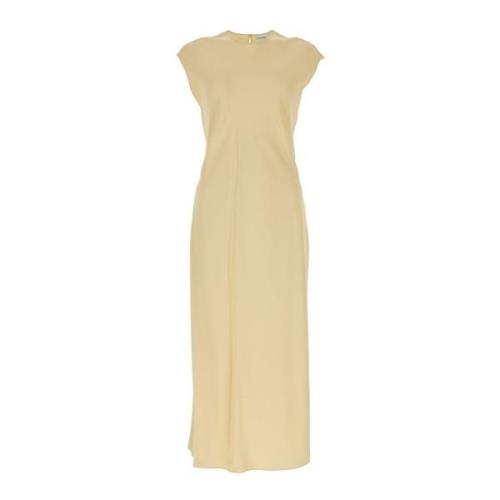 Elegante Satijnen Midi Jurk Calvin Klein , Beige , Dames