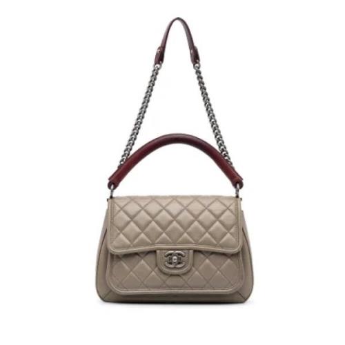 Pre-owned Leather chanel-bags Chanel Vintage , Gray , Dames