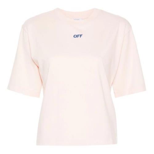 Pinkflower Arrow Boxy Tee Off White , Pink , Dames