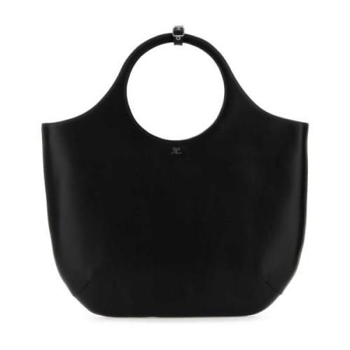 Stijlvolle Zwarte Leren Handtas Courrèges , Black , Dames