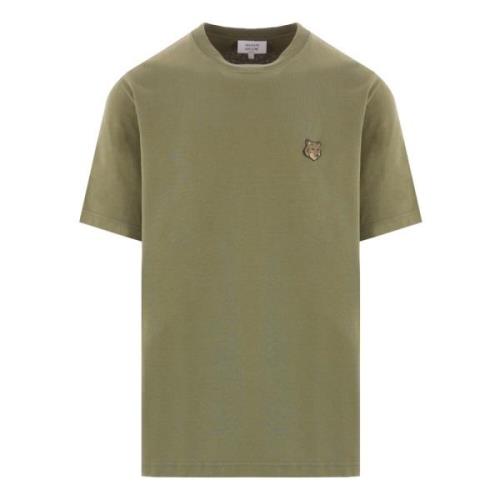 Bold Fox Head Militair Groene T-shirt Maison Kitsuné , Green , Heren