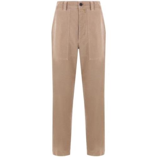 Donker Beige Stretch Katoenen Broek Incotex , Brown , Heren