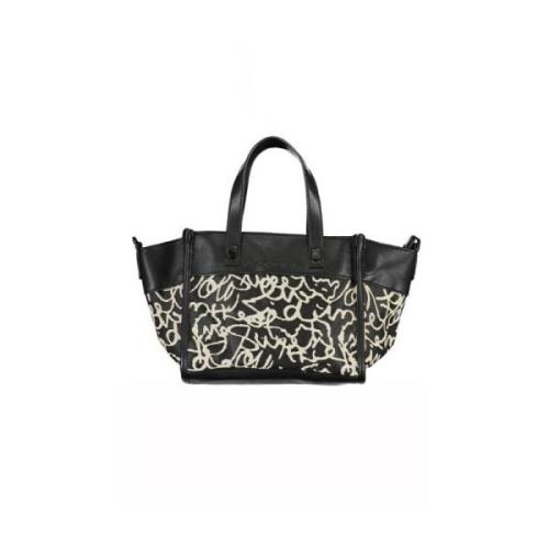 Zwarte Polyester Handtas met Verstelbare Schouderband Desigual , Black...