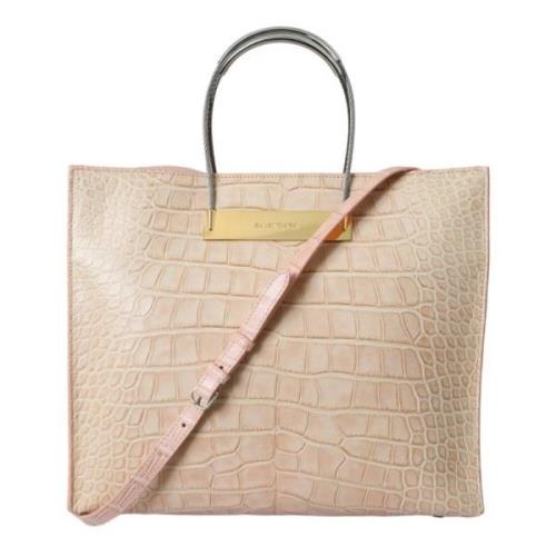 Chic Roze Alligator Lederen Tote Tas Balenciaga , Pink , Dames