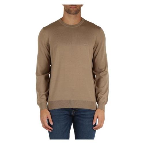 Katoenen crewneck sweater met logo borduurwerk Boss , Brown , Heren